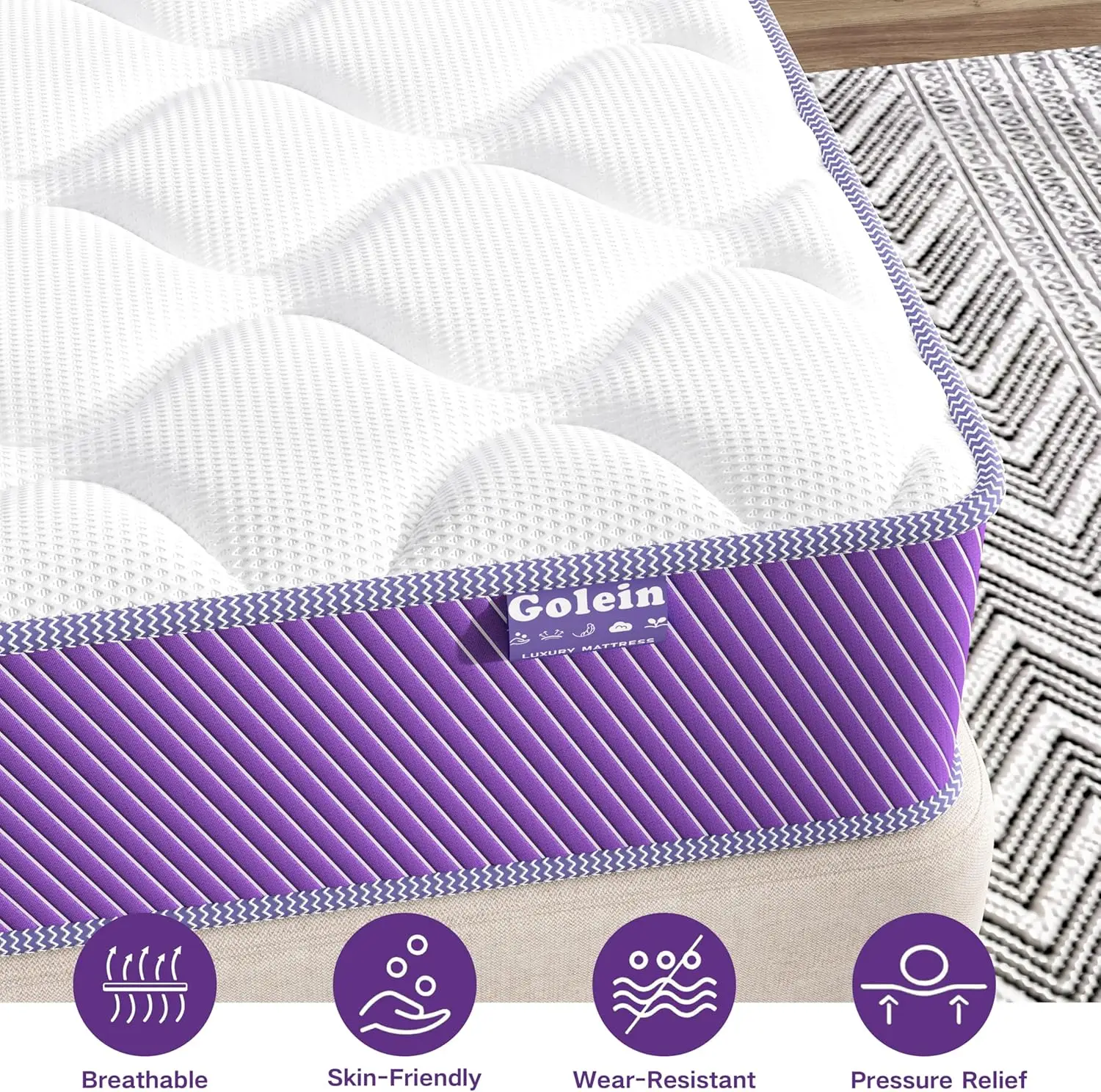 Full Size Mattress 10 H Hybrid Mattress In A Box, Purple Mattresses Full 10"" With Memory Foam And Poet Spring,Bed In A 6
