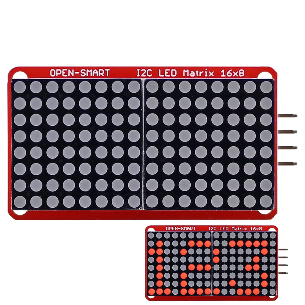 OPEN-SMART-0-8-Inch-16x8-I2C-LED-Dot-Matrix-Display-Module-4-Pin-Red ...