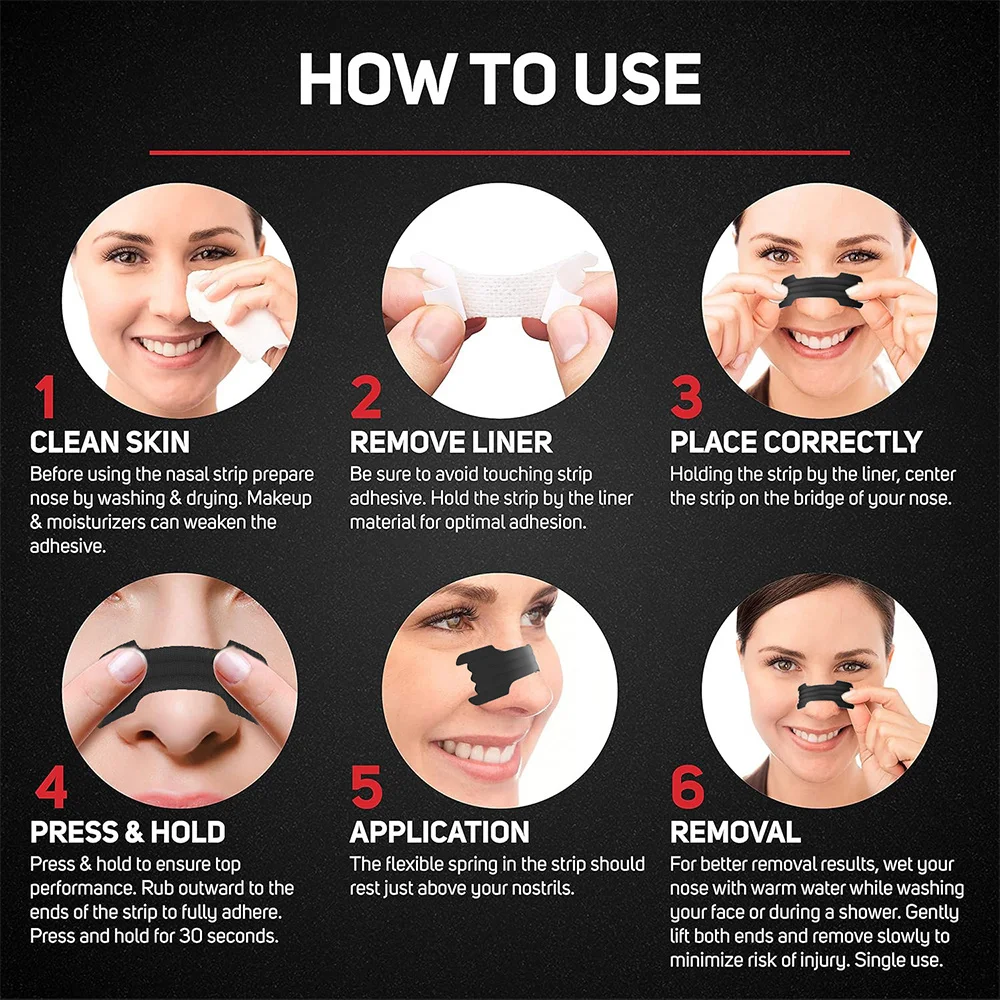 50/250Pcs Black Nasal Strips, Athlete Nose Tape, Anti Snoring Nose Strip, Exercise Air Intake Improve Sleep, Better Breathing
