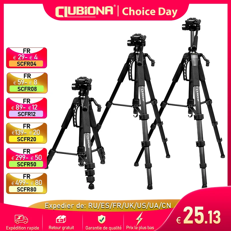 CLUBIONA Universal 1.5m Telescopic Adjustable Aluminum Tripod 5/8,1/4 Threaded Tilt Head Quick Release for Laser Levels Camera