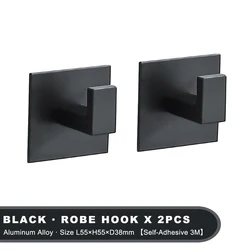 Versatile Strong Adhesive Wall Hooks - Black - Set of 1-4 (Black 2PCS)