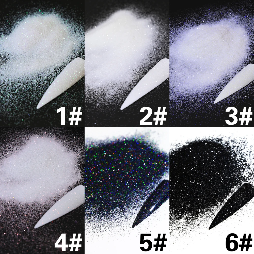 Nail powder 10g Laser Holographic Sugar Nail Powder 0.2mm Black White