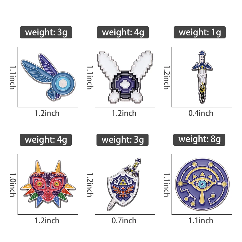Action Adventure Game Enamel Pin Witch Hylian Shield Sword Majora Mask Brooch Lapel Badge Game Props Jewelry Gift For Fan Player