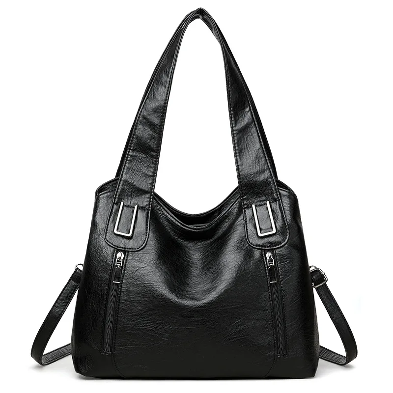 Fashionable New Big Capacity Tote Single Shoulder Work Bag All Match Crossbody Soft Leather Armpit Bag for Women