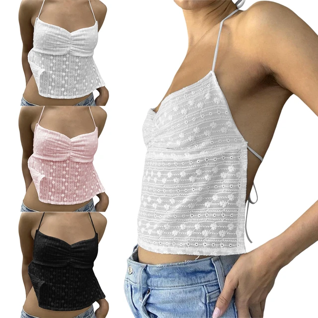 Women Y2K Cami Tank Top Spaghetti Strap V Neck Camisoles Summer Cute  Sleeveless Crop Top Streetwear