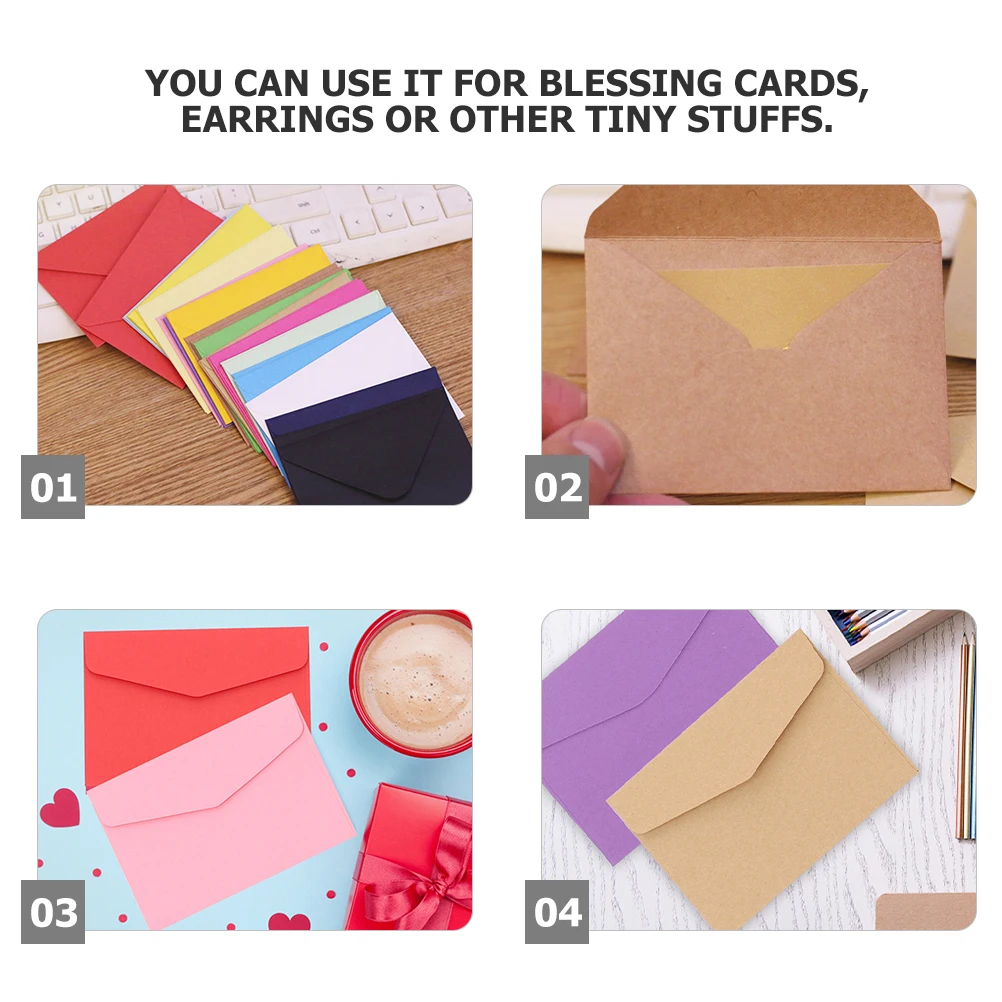 50pcs 50- Color Envelope Membership Card Storage Cash Storage Cards Packing Envelope Bag Creative Blank Small