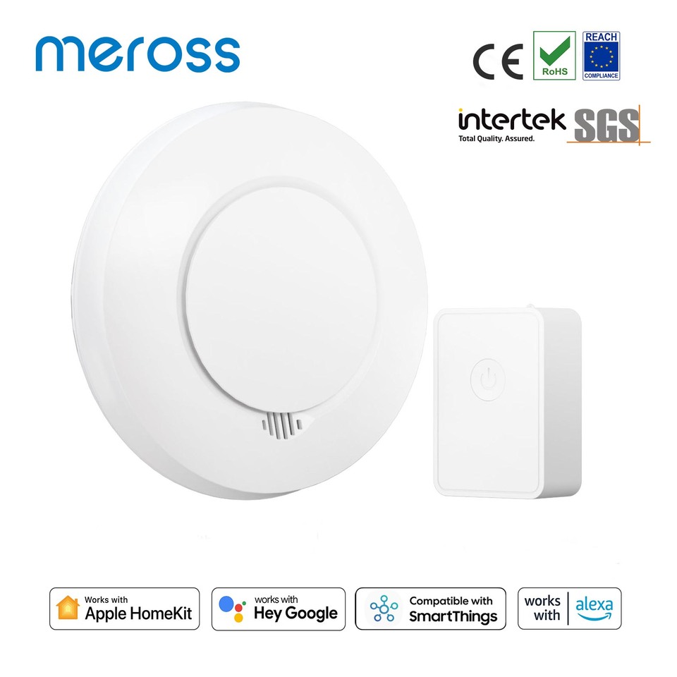 Meross HomeKit WiFi Smoke & Fire Detector Smart Smoke Alarm Detector with Hub For Home Tested Via VDS DIN EN 14604 Google Alexa