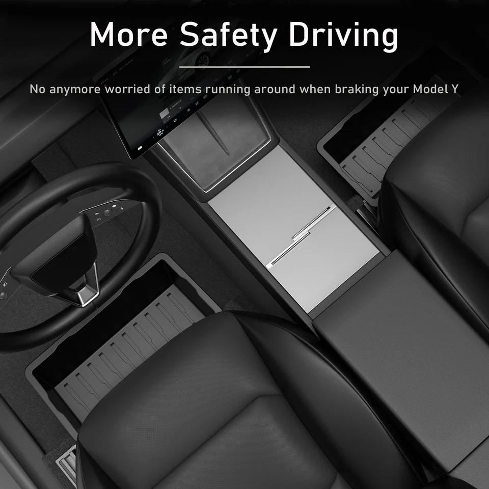 Scatola Portaoggetti Per Tesla Model Y Juniper 2025 – Organizer Cruscotto In TPE Nero, Vassoio Per Console Centrale Antipolvere E Impermeabile, Fissaggio Stabile Senza Segni
