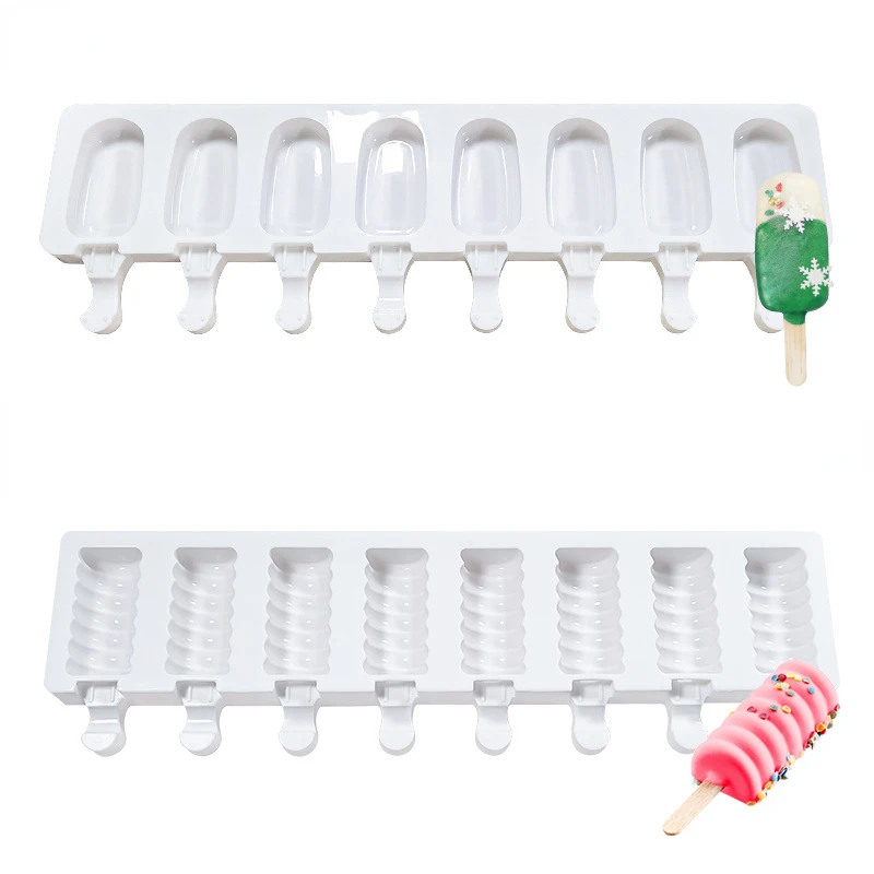 8cavity Silicone Ice Cream Mold Popsicle Mould Ice Tray Ice Cube Mold