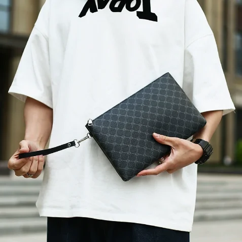 Borsa a tracolla da uomo in pelle, sottile, da lavoro, a busta, pochette per telefono, alla moda, leggera, da portare a mano - immagine 2