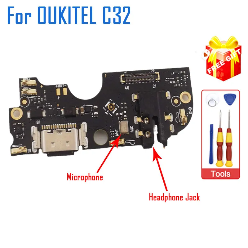 

New Original OUKITEL C32 USB Board Dock Charging Port Board Headphone Jack With Microphone For OUKITEL C32 Smart Phone