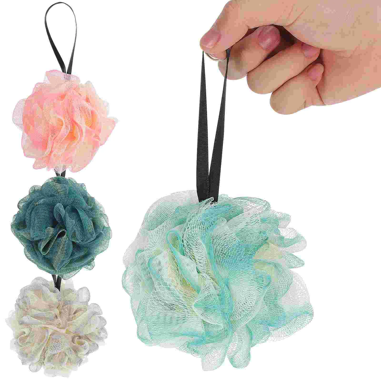 Exfoliating Body Scrubber Bath Shower Loofah Colorful Large Ball Sponge Exfoliator Pouf