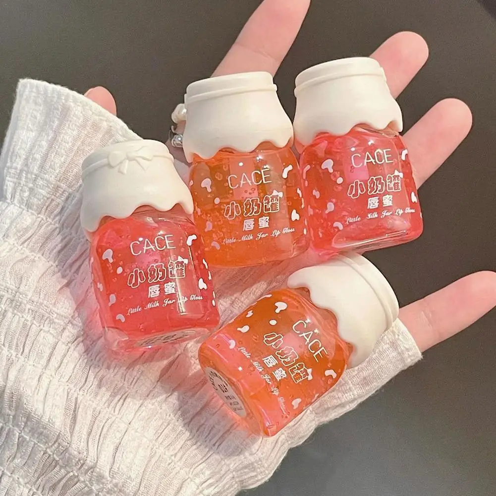 Cute Milk Jug Clear Lip Oil Moisturizing Lipstick Peach Bright Makeup Empty Female Lip Gloss Lasting Gloss Balm Lip Gloss L Z0E8 50pcs 40ml cute clear glass bottles screw plastic cover with golden tangent multipurpose craft vials refillable jars