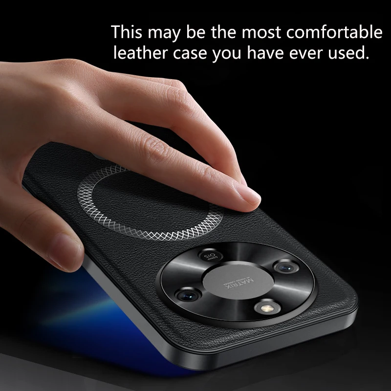 Luxury Leather Texture Magnetic Case with Wireless Charging