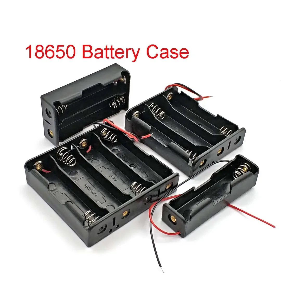 Battery Storage Box 18650 DIY 1/2/3/4 Slot Way Clip Holder Container with Wire Lead Pin