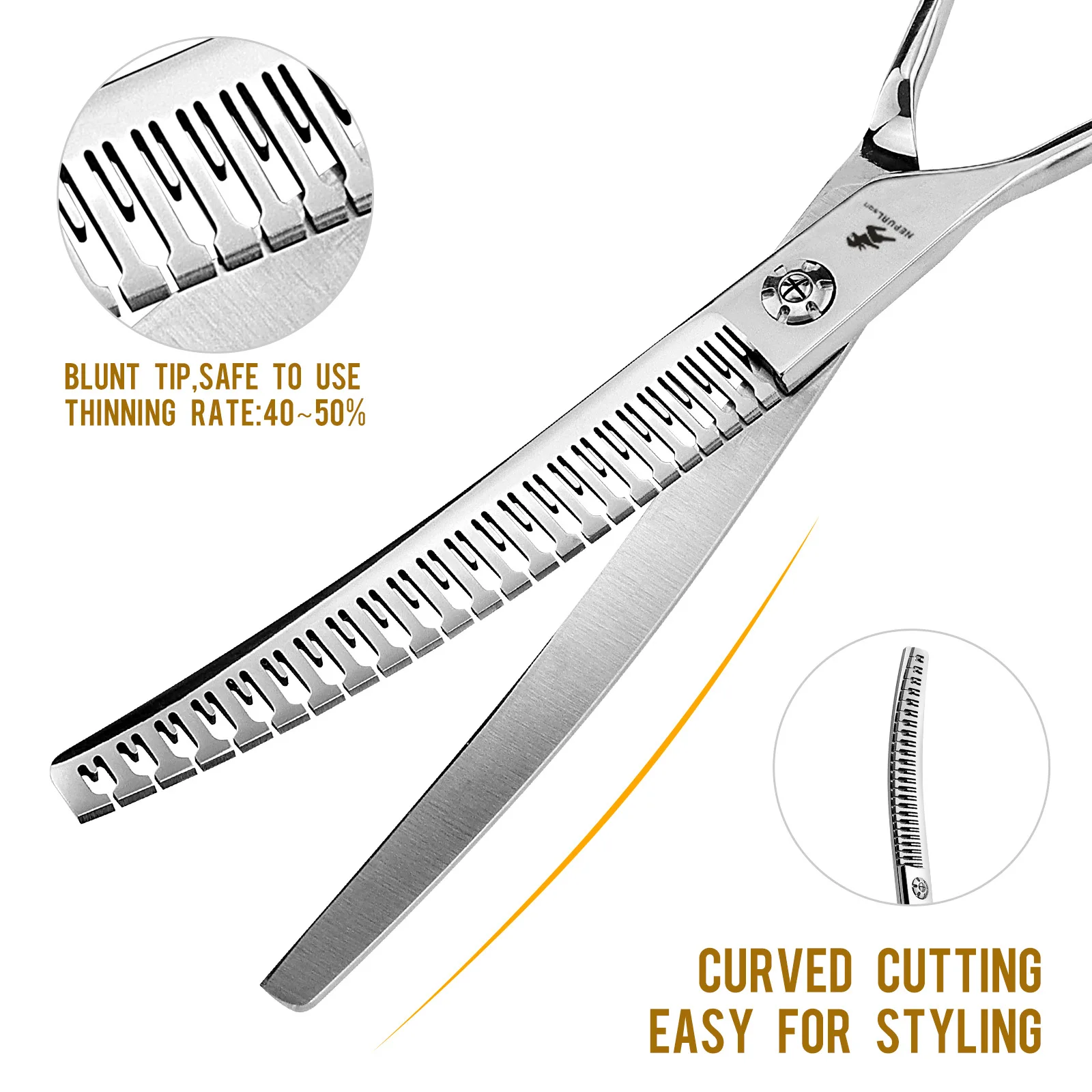 Dog Grooming Scissors Left Hand 7" Japan 440C Professional Pet Grooming Scissors Puppy Bend Up Chunker