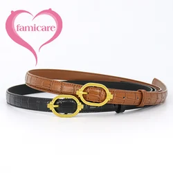 Fashion New Trendy Luxury Ladies Crocodile Pattern Cowskin Leather Pin Belt Waistband for Girls Women Metal Buckle Gift