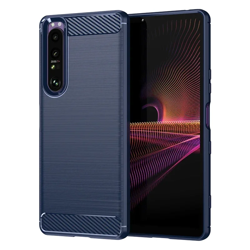 Coque Silicone Effet Carbone Pour Sony Xperia 10 II - Noire - Antichoc Avec Support Magnétique