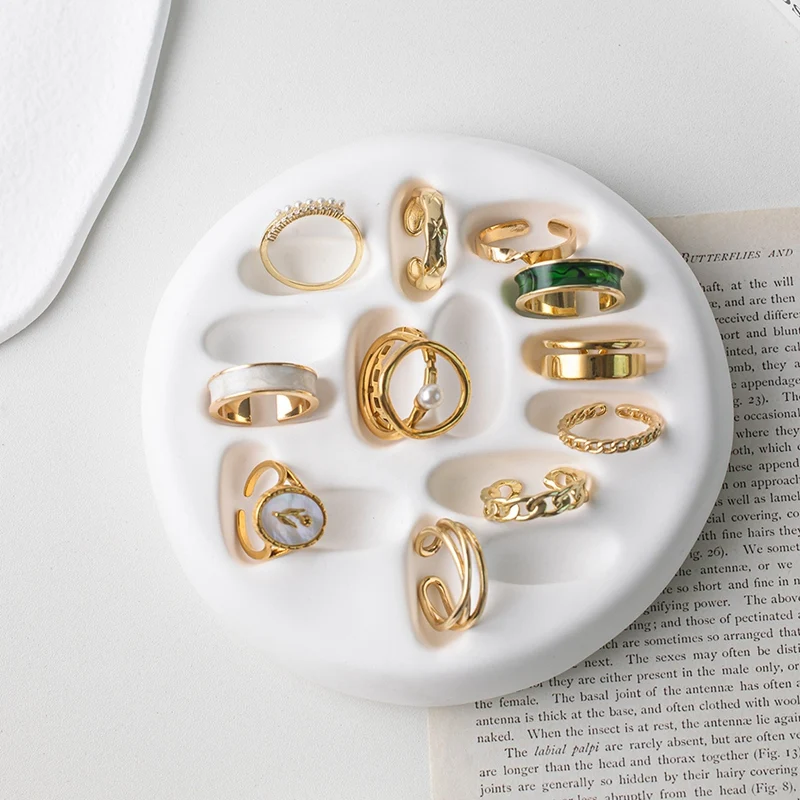 Mini Ring Holder Tray Multi Slots Decor Rings Display Stand Bedroom Living Room Jewelry Storage Tray Girls Birthday Gift 3