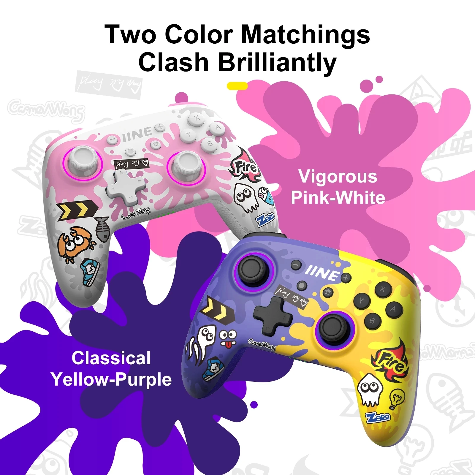 Iine Splatoon Esclusivo Controller Wireless Wake Up Support Nfc Amiibo Compatibile Nintendo Switch/Switch Lite/Switch Oled