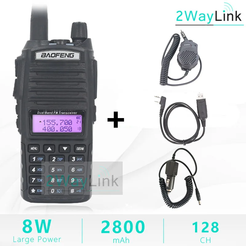 BaoFeng Walkie Talkie UV82 Dual PTT 8W 2 Way Ham Radio 10 KM Band UV-82 UHF VHF Boafeng CB Walky Talky Walkie-talkie |