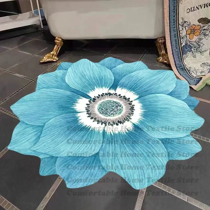 Flower-shaped Chair mat Non-slip Carpet Bedroom Decor area rugs Living Room Decoration Washable Lounge Rug Cloakroom Bath Mats 2