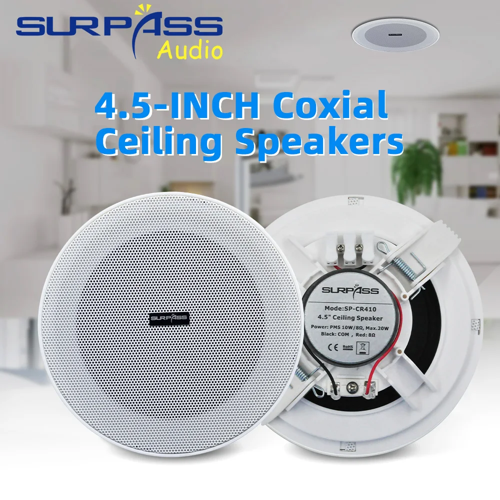 4.5'' 8ohm 10W PA System Home Passive Ceiling Speaker Stereo Sound Full Range Loudspeaker Background Music for Amplifier Indoor wall ceiling speaker