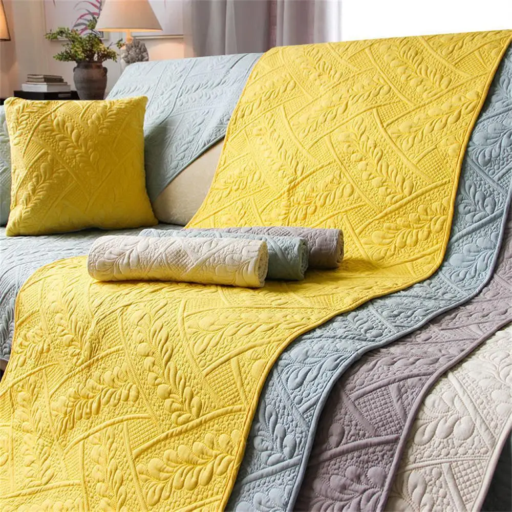 

Cotton Skin-friendly Sofa Cushion Cover Towel Non-slip Couch Seat Cover Machine Washable Jacquard Slipcover Loveseat Protector