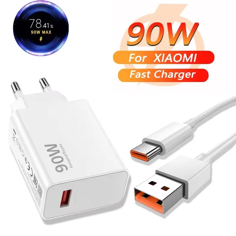 High-Power Turbo Fast 90W Wall Charger with USB Type-C Charge Cable