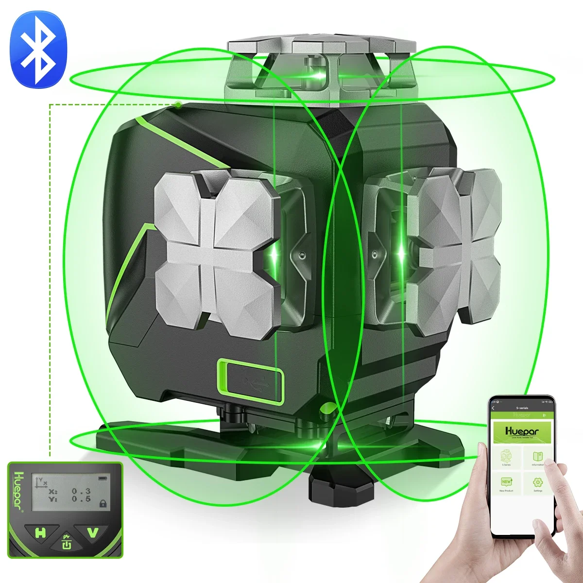 

16 Line 4D Outdoor Laser Level Green Beam Self Leveling 360 Degree Rotating Rotary Outdoor