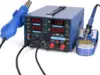 Three Tools- Soldering Station, Hot Air Rework Station and Power Supply 0~3A, 0-15V with output and test modes 1