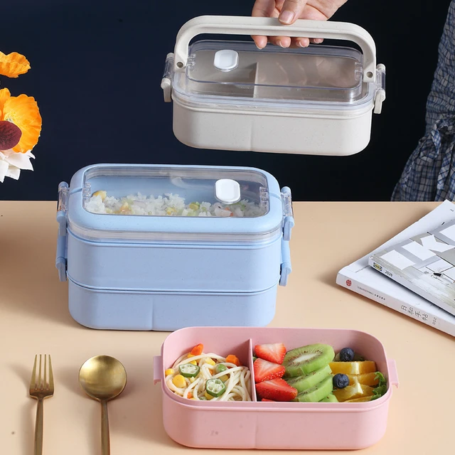 Separate Double Deck Lunch Box with Portable Compartments Fruit Food Box  Divided Lunch Box Microwave Lunch Box Fresh Picnic Box - AliExpress