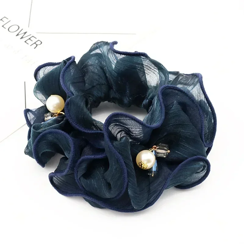 Elegant Pearl Flower Hair Scrunchie - Stylish Korean Hair Accessory