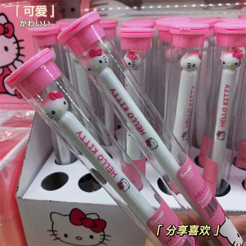 

24Pcs/set Box-Packed Sanrio Hello Kitty Bamboo Charcoal Toothbrush Portable Travel Items Children Home Supplies Girl Gift Kawaii