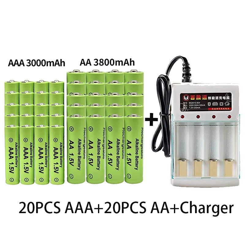 100% оригинал 1,5 в AA3800mAh + AAA3000mAh oplaadnaked Batterij Ni-MH 1,5 V Batterij Klokken Muizen Computers goed