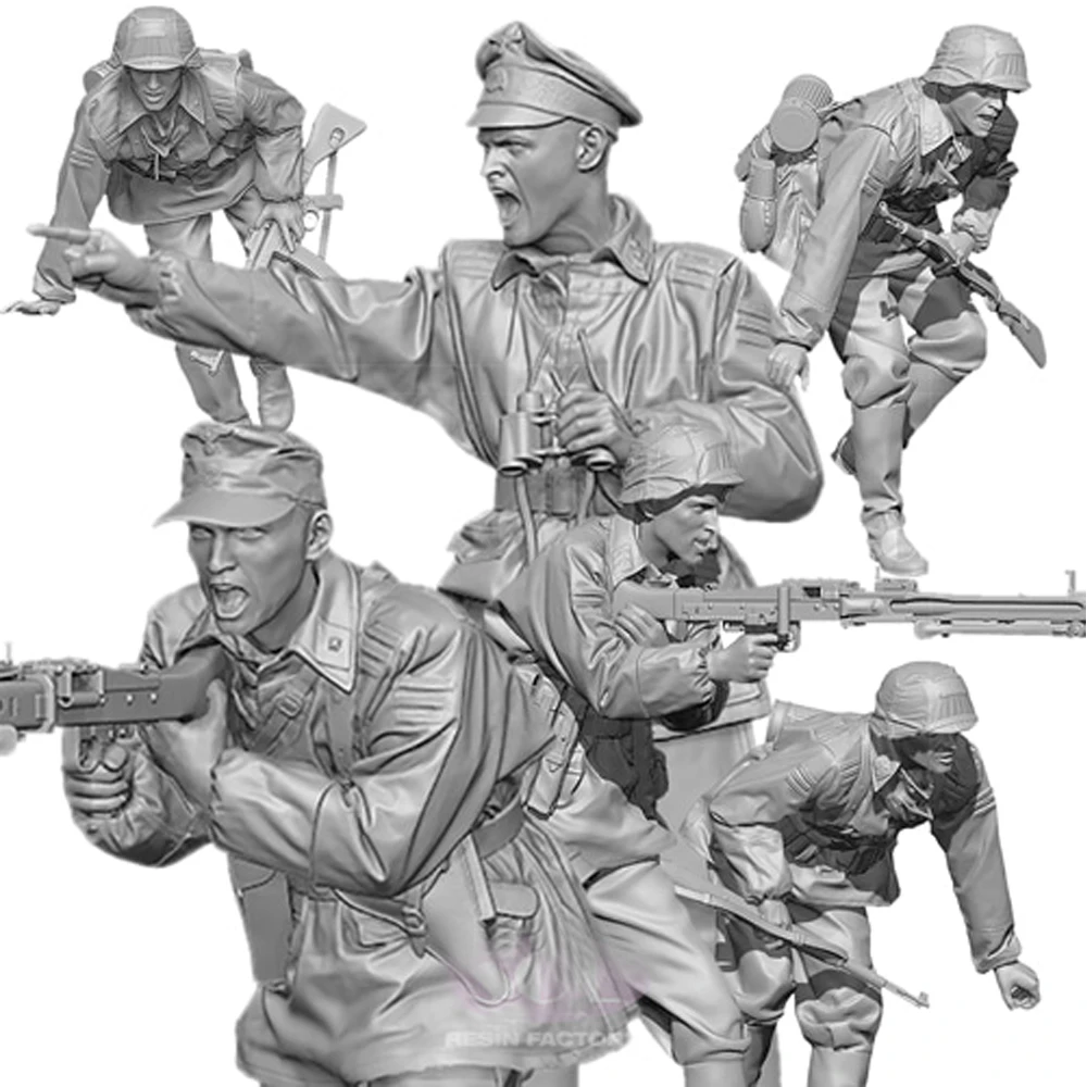 1/35 WWII Kit de modèle en résine soldat allemand non peintes et démontées (8 figurines, pas de réservoirs) // 7R0w-1