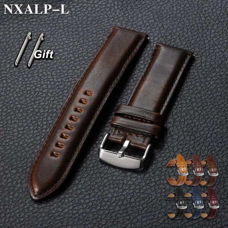 Vintage Genuine Cowhide Leather Quick Release Watch Strap - Premium Watchband Bracelet