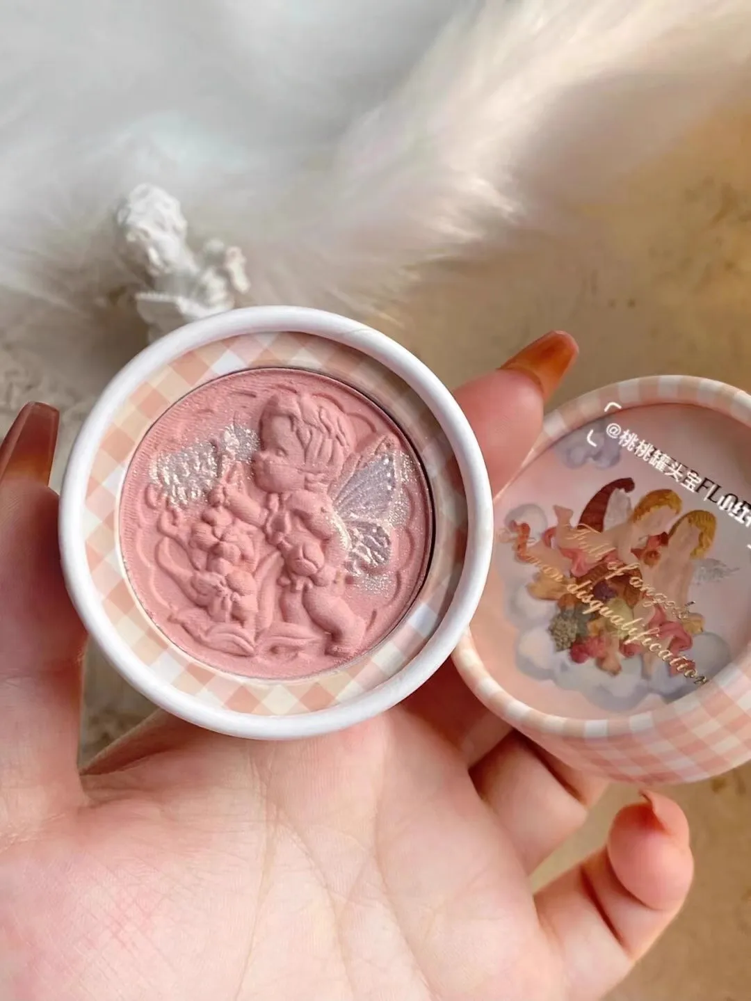 

Cheerflor Angel Embossed Blusher Face Blush Matte Natural Cheek Tint Brighten Contouring Soft Female Makeup Rare Beauty Cosmetic
