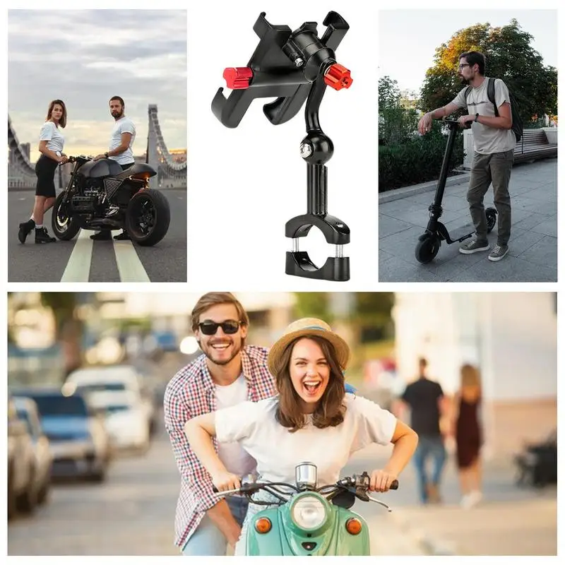 Handlebar Phone Stand Adjustable Cell Holder Shock Absorbing Scooter Handlebar Cradle Clip Motorcycle Phone Holder Mount