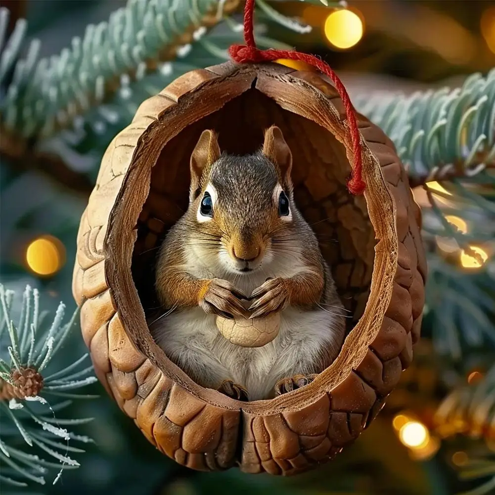 Animal Christmas Ornaments 2D Acrylic Forest Animal Ornaments Cute Christmas Tree Pattern DIY Tree Decoration