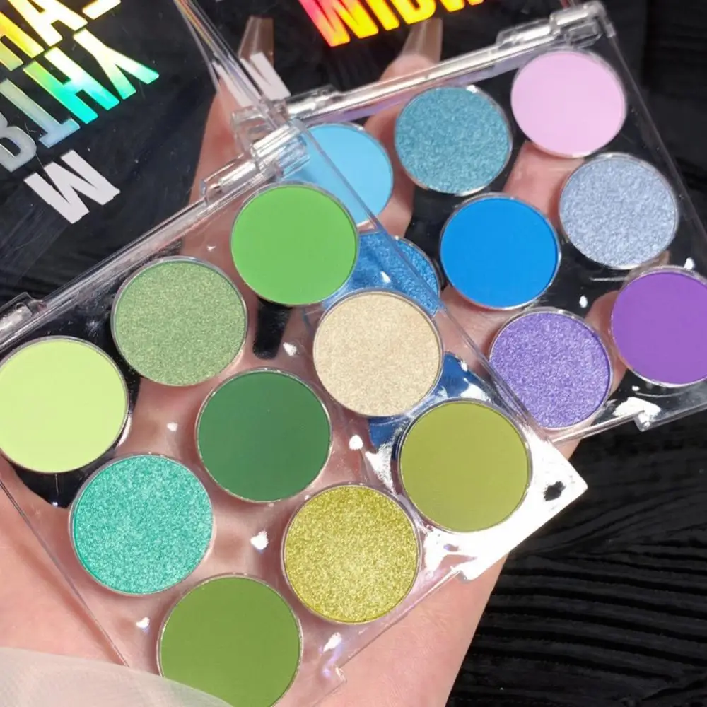 

9 Color Eye Shadow Palette Blue Olive Green Shimmer Matte Pearlescent Eye Shadow Transparent Acrylic Eyeshadow Palette Makeup