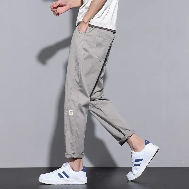 Spring Autumn Elegant Fashion Harajuku Slim Fit Ropa Hombre Loose All Match Casual Pants Solid Pockets Sport Straight Leg Pants