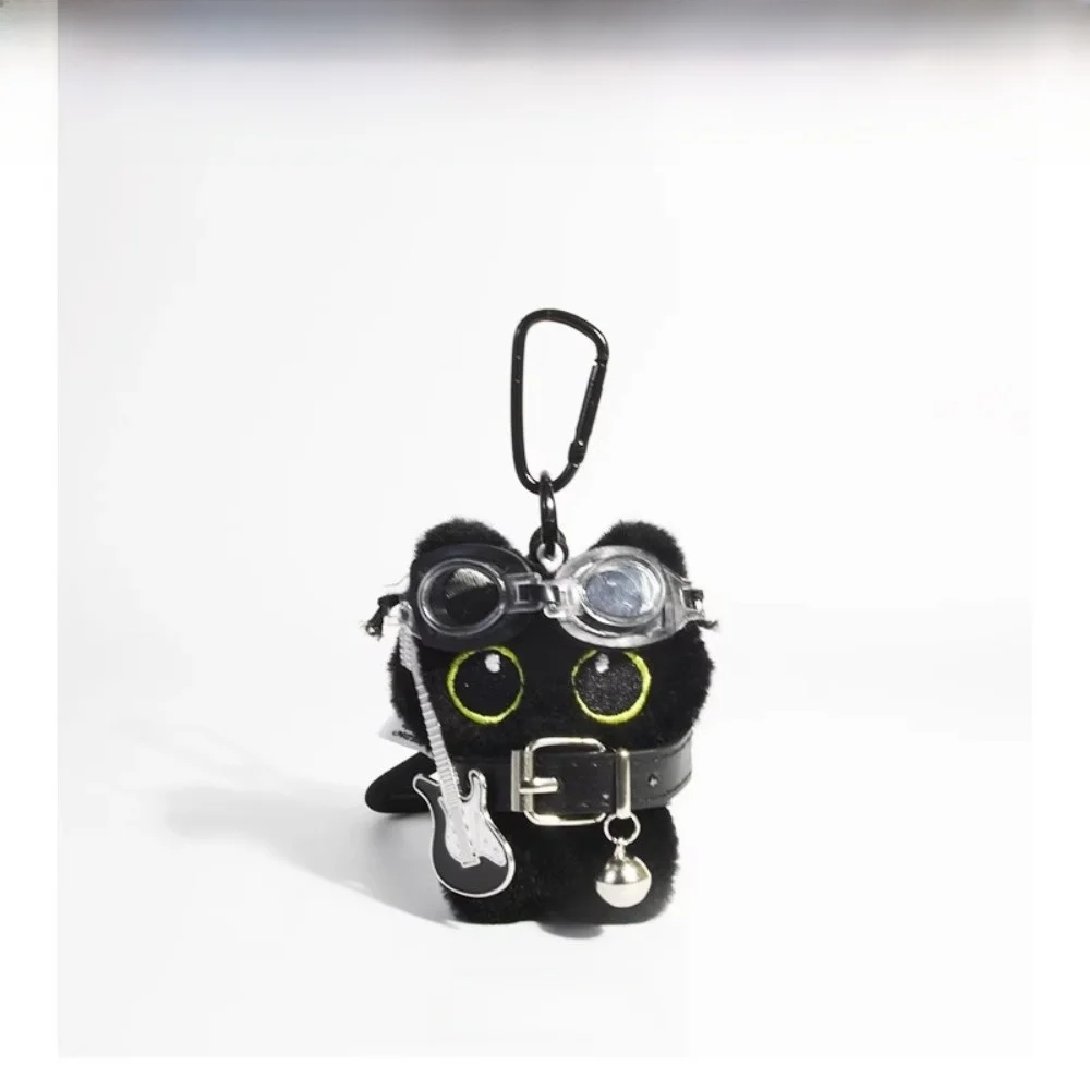 New Scarf Black Cat Plush Doll Keychain Camera Shoulder Bag Doll Bag Pendant Car Key Ring School Bag Decoration Nice Gift