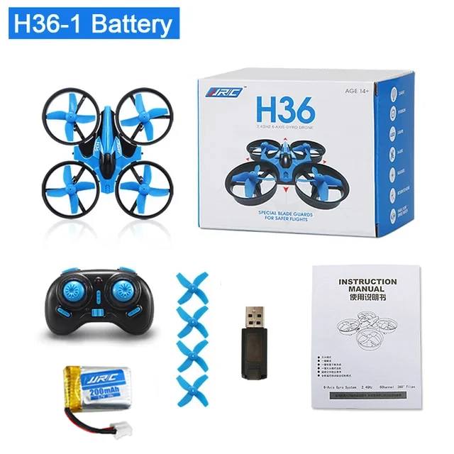 JJRC H36 Mini Drone 4ch 6-Axis Headless Mode Helicopter 360 °   Іграшковий міні-дрон для дітей з дистанційним керуванням Flip 3, батареї
