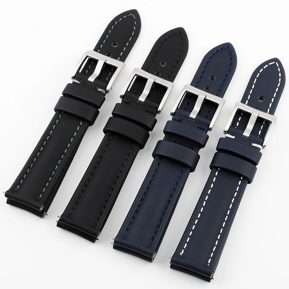 Deluxe Sailcloth Watch Band with Handmade Stitching and Quick Release Strap