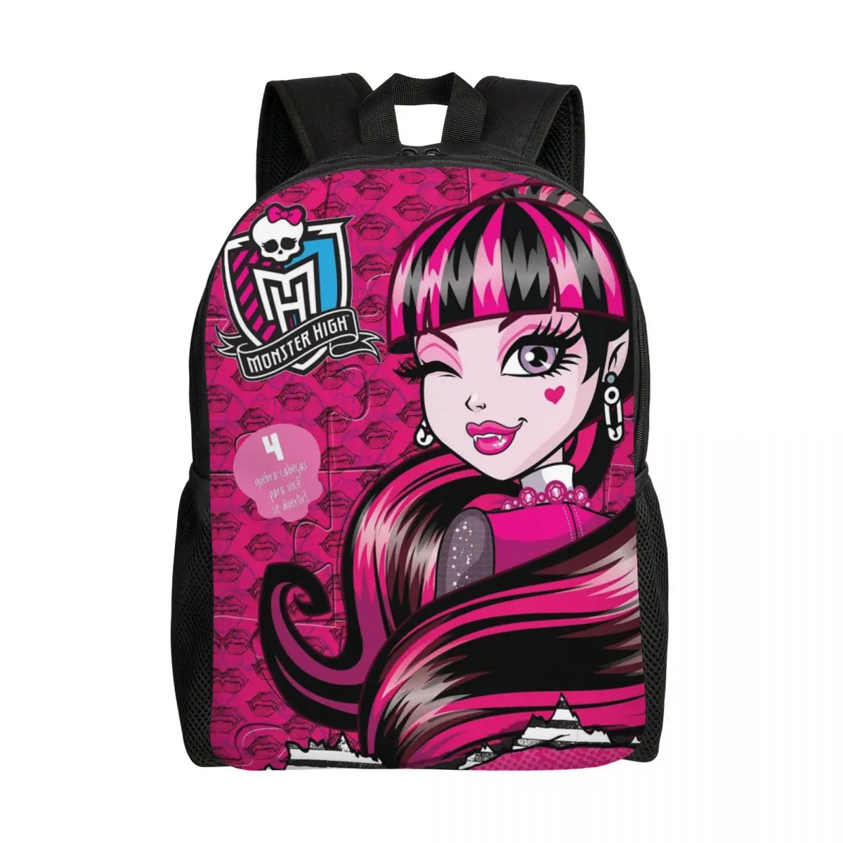 

Customized Monsters High Anime Backpack Women Men Basic Bookbag for School College Gothic Pink Dolls Bags