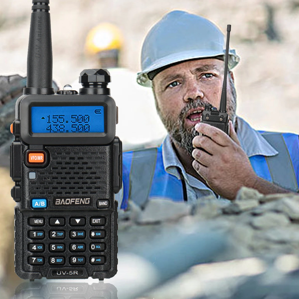 Baofeng-walkie-talkie UV-5R de 5W, Radio bidireccional portátil de alta  potencia, banda Dual, VHF, UHF, recargable de largo alcance