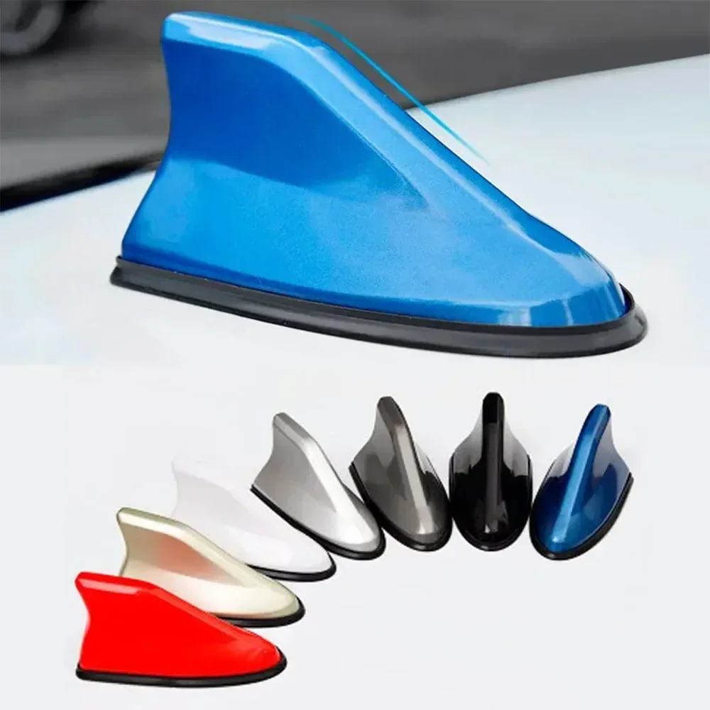 Waterproof Universal Car Radio Antenna Shark Fin Roof Decorative Antenna with Adhesive Tape Base with FM/AM Radio Function