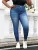 Plus Size Women's Imitation Jeans Leggings Vintage Wash Design Mid-Waisted Knit Pants Stretchy and Trendy Athletic Trousers