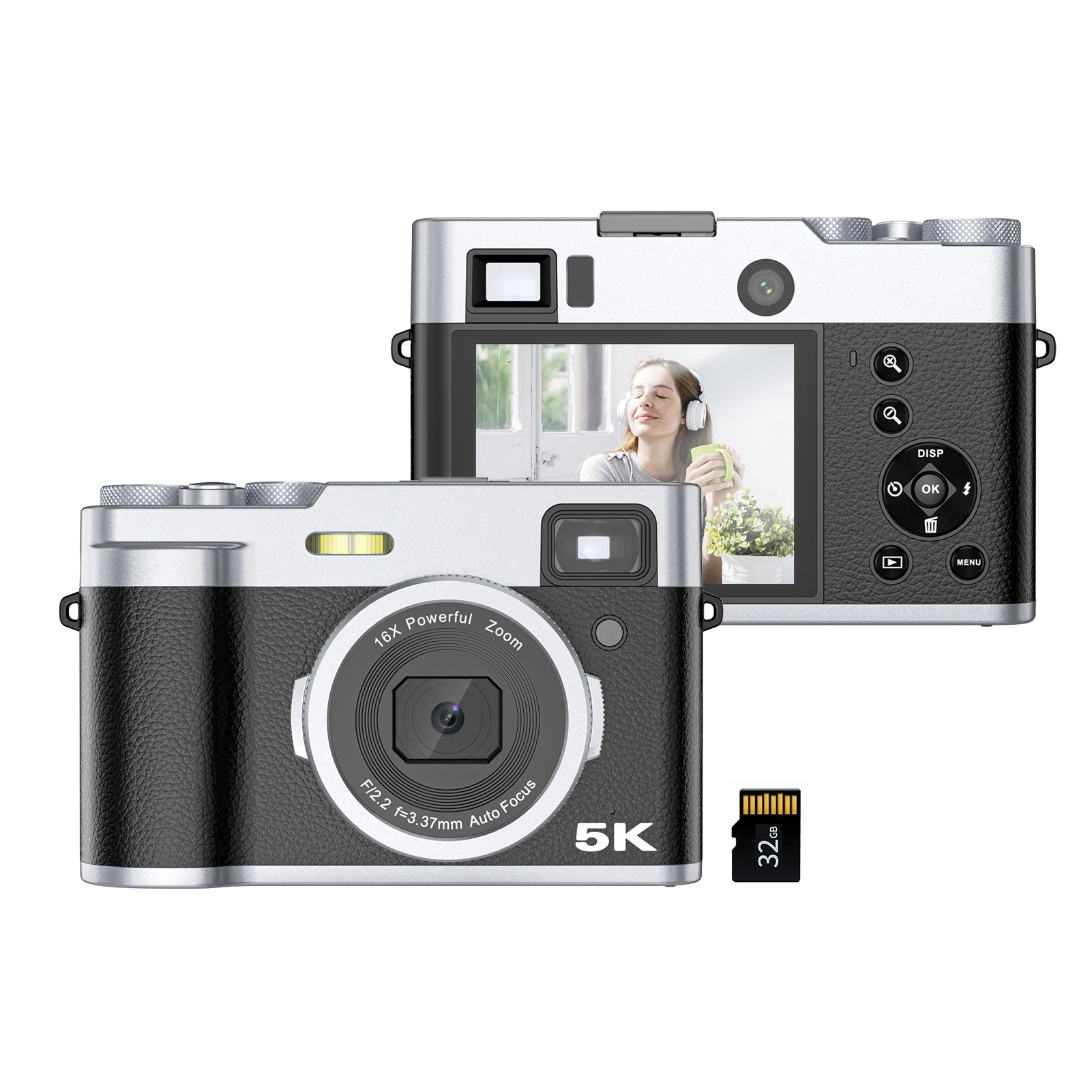 ポータブルデジタルカメラ、5kビデオカメラ、48mpデュアルレンズ、2.8